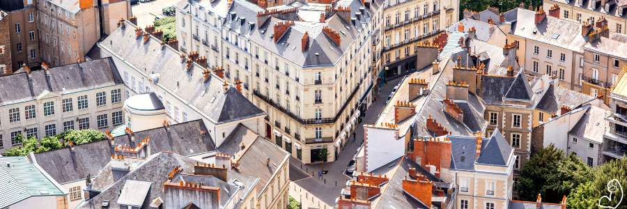 Vue aérienne d'un quartier de Nantes