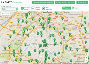 recherche colocation par carte Google Maps