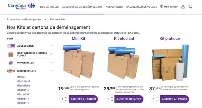 carrefour location kits déménagement