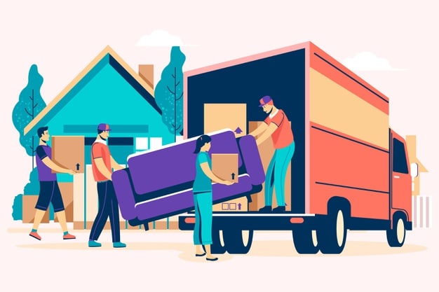 image de déménageur chargeant des meubles dans un camion
