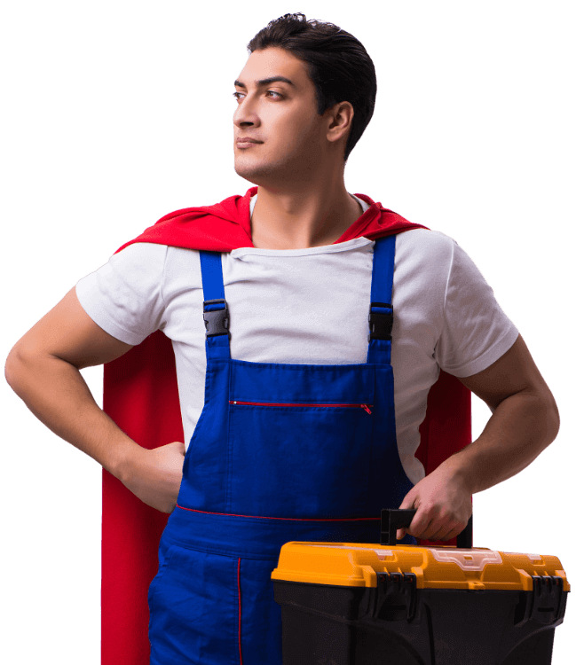 Superman avec sa boite à outils